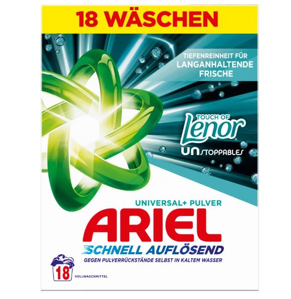 Ariel Vollwaschmittel Pulver Unstoppables prášek na praní, universální