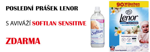 Lenor sensitive prášek Baumwollblüte Tiaré-blume 90 dávek / aviváž Sofltlan sensitive ZDARMA