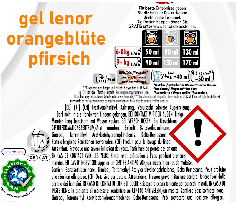 LENOR gel Orangenblüte Pfirsich univ. gel s vůní pomeranč. květů a broskve 25 d. / 1125 ml