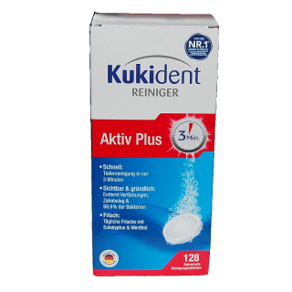 Kukident Aktiv plus 128 ks čistící tablety na protézy / zubní náhrady (nový obr. se připravuje)