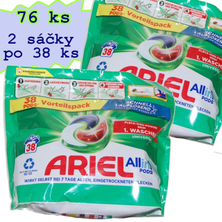 ARIEL UNIVERSAL PLUS kapsle ALLin1 PODS universální Fleck-Weg-Power 76 ks (2x38 ks v sáčku)
