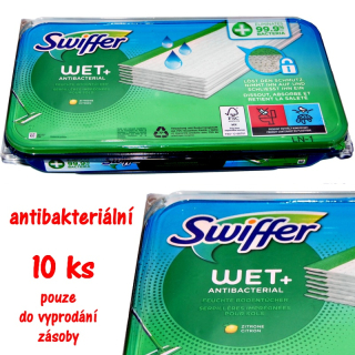 Swiffer wet ANTIBAKTERIAL ZITRONE (s vůní citronu) vlhké ubrousky na podlahový mop 10 ks