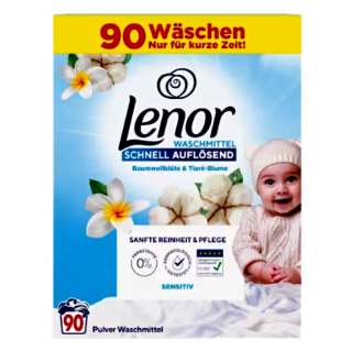 Lenor sensitive prášek Baumwollblüte Tiaré-blume 90 dávek / aviváž Sofltlan sensitive ZDARMA